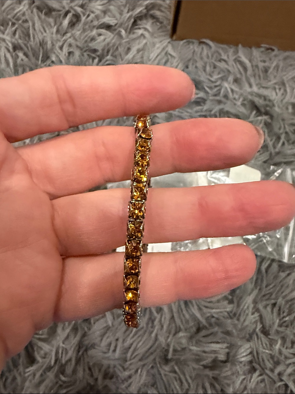 Touchstone Crystal Topaz Stretch Crystal Tennis Bracelet.
